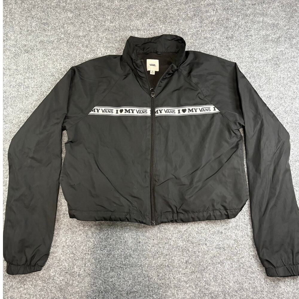 Vans Windbreaker Jacket Womens Sz XS I Love My Vans Cropped full zip w/ pockets